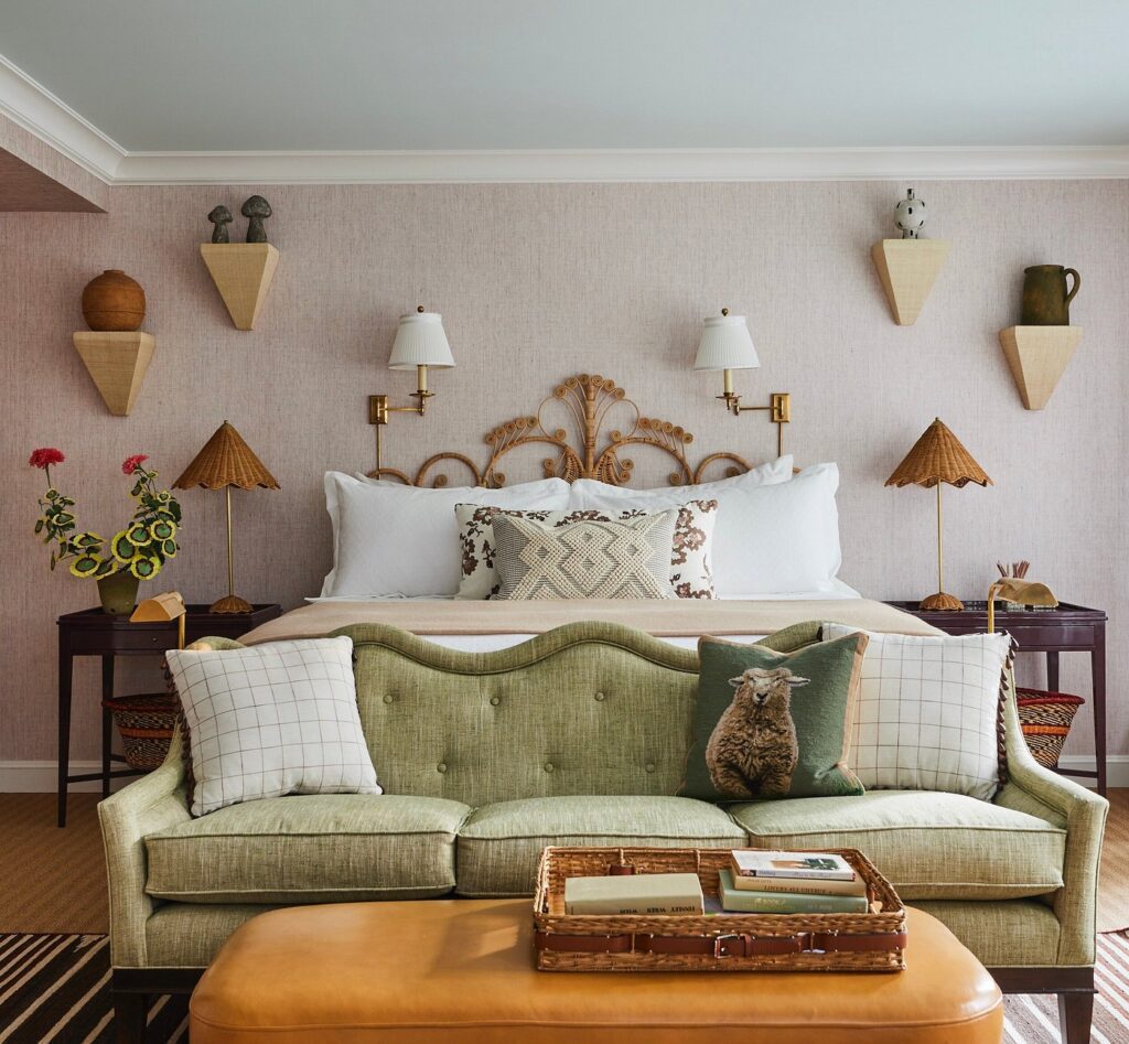 Refined luxury suite at Mayflower Inn featuring cozy sitting area and classic New England décor
